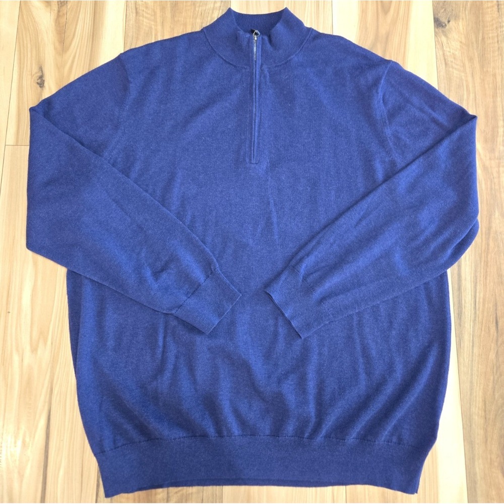Vineyard Vines Quarter Zip Sweater Mens‎ Blue Sz XXL Cotton Cashmere Blend